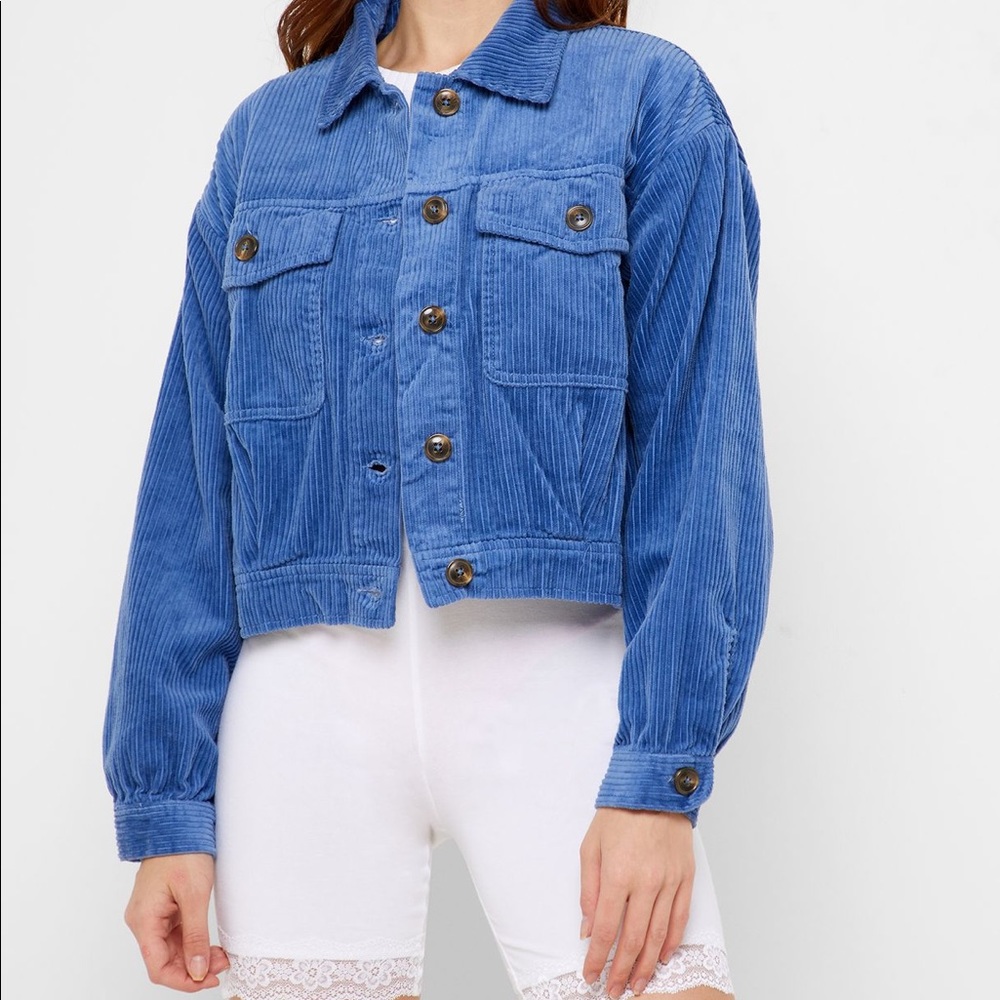Forever 21 Blue Corduroy Cropped Jacket